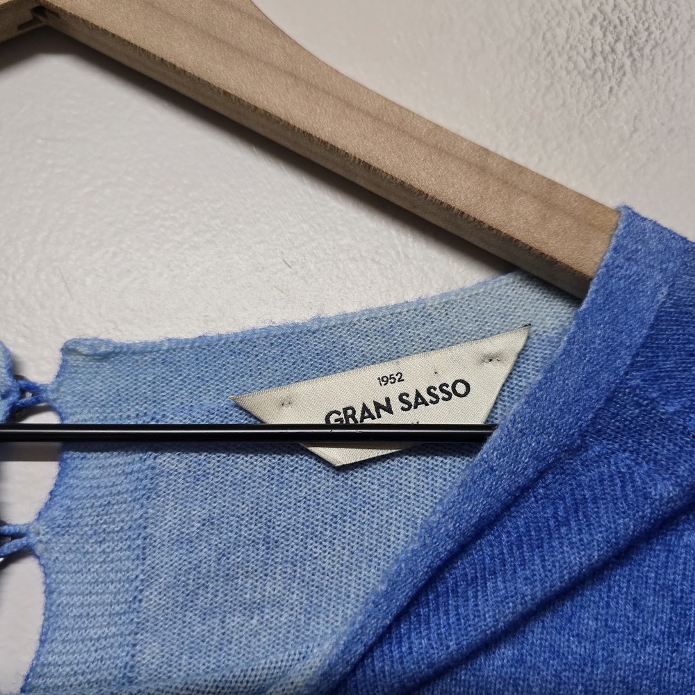 Gran Sasso Italy 100% Cashmere Twinset Cardigan & Sweater Blue Women's Size 46 - Picture 5 of 16